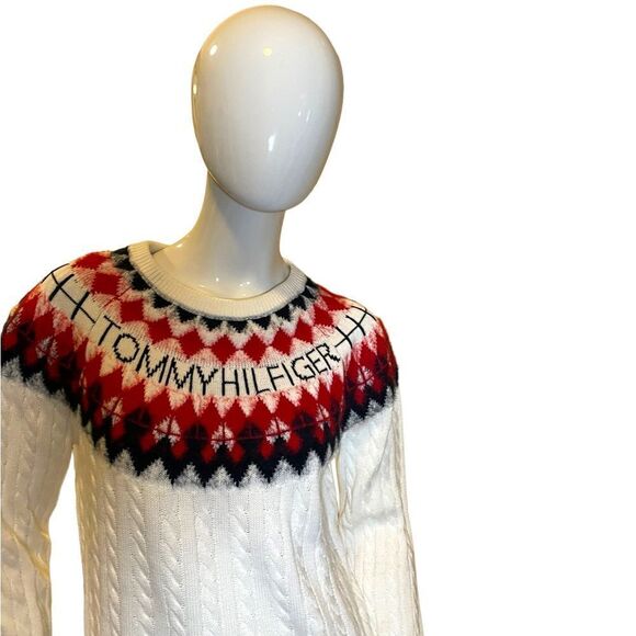 Tommy Hilfiger Fair Isle Argyle Logo Crewneck Sweater Medium - Picture 5 of 12
